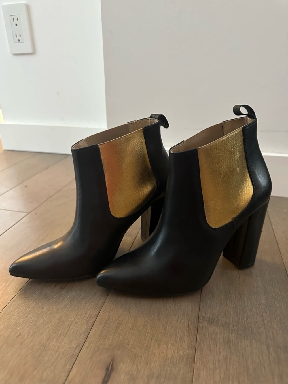 Women’s Black and Gold Ankle Booties
